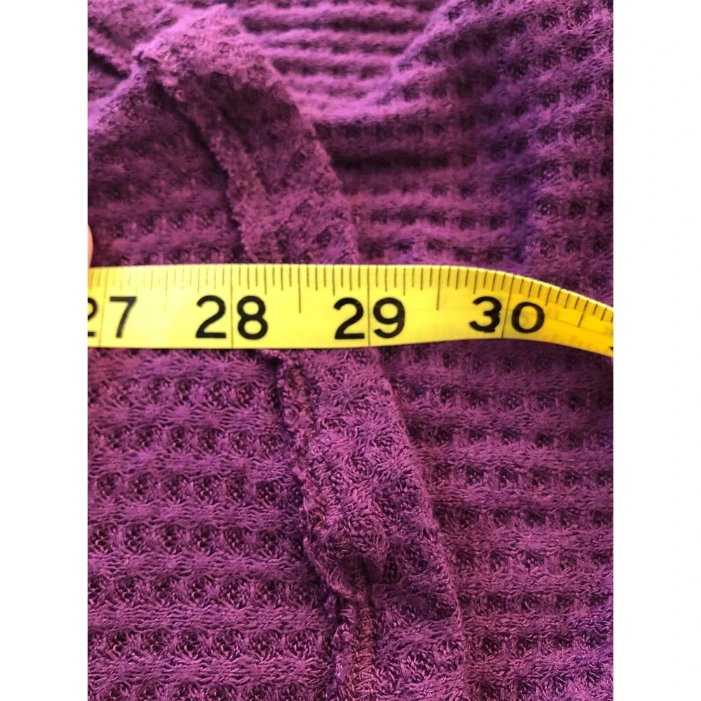 FREE PEOPLE Drippy Ventura Top Waffle‎ Knit Thermal Purple Size XS